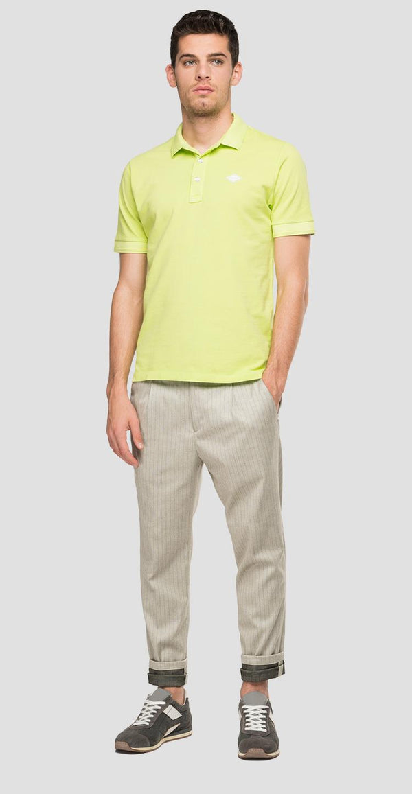 REPLAY - DYED C0TT0N PIQUET SHORT SLEEVE POLO | LIGHT GREEN
